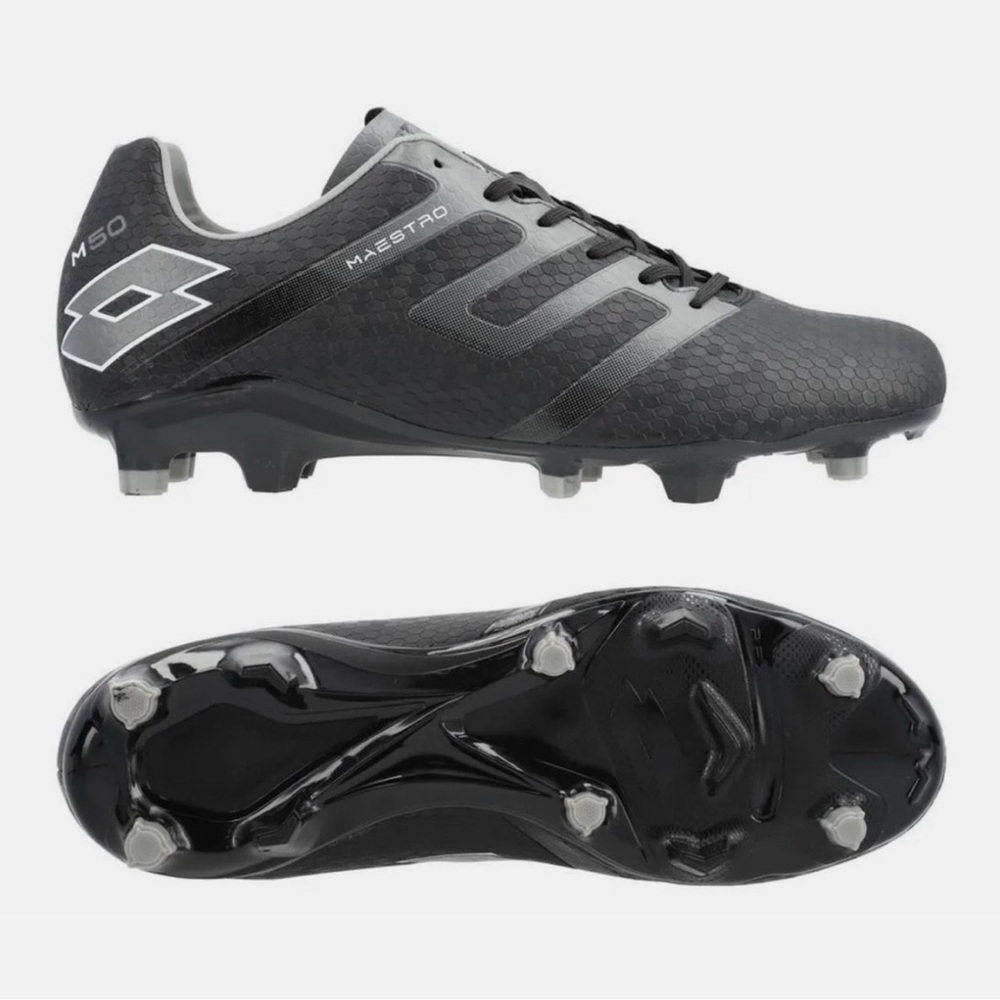 Men’s Lotto Maestro 700 IV FG Black Soccer Cleats Size 11.5 Black Silver Gray